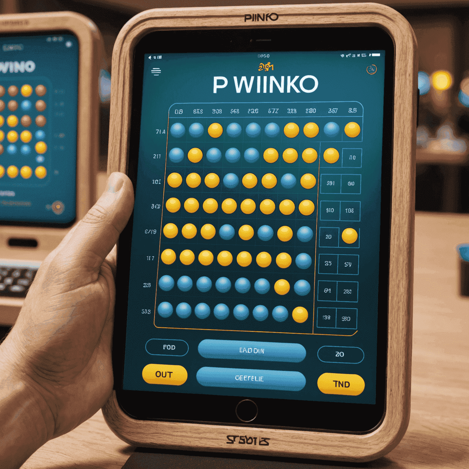 Interface mobile de 1win montrant un jeu de Plinko en cours, avec des statistiques et des options de mise